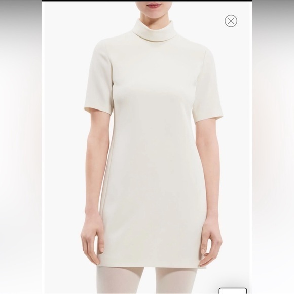 Nwt Theory Mock Neck (Not Too) Mini Dress In Ivory